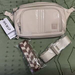 IHKWIP Confidence ANTI-THEFT Sling Crossbody Bag w/Two Straps - Patent Sand